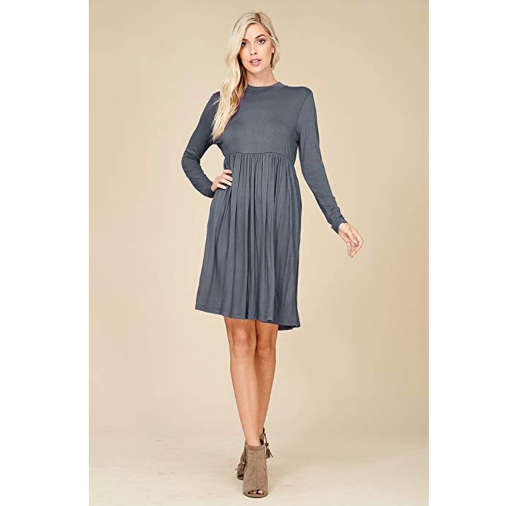 PATRICIA BABY DOLL SWING DRESS LONG SLEEVE POCKETS - Picture 3 of 4
